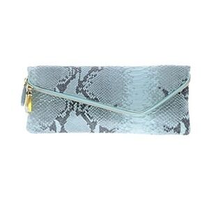 Henri Bendel Light Blue Snakeskin Leather Foldover Clutch Evening Bag